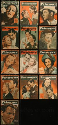 8s0529 LOT OF 13 PICTUREGOER 1938 ENGLISH MOVIE MAGAZINES 1938 filled with great images & articles!