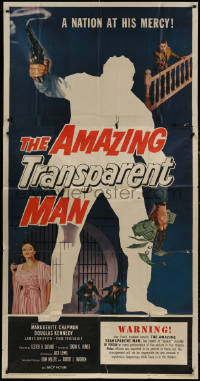 8t0183 AMAZING TRANSPARENT MAN 3sh 1959 Edgar Ulmer, cool fx art of the invisible & deadly convict!