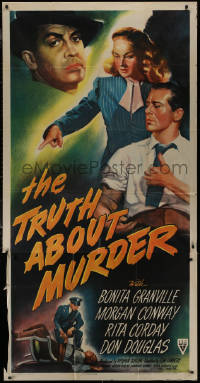 8t0308 TRUTH ABOUT MURDER t 3sh 1946 District Attorney vs. his own wife in court, film noir, rare!