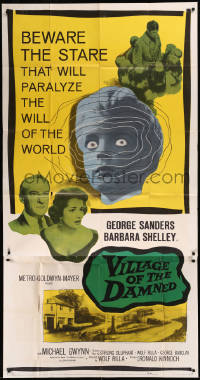 8t0314 VILLAGE OF THE DAMNED 3sh 1960 George Sanders won't leave those strange little kids alone!