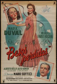 8t0125 LOST KISSES Argentinean 1945 art of pretty Maria Duval with picture frames, ultra rare!