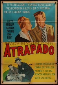 8t0155 TRAPPED Argentinean 1949 different image of Lloyd Bridges & Barbara Payton, ultra rare!