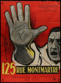 8t0707 125 RUE MONTMARTRE French 1p 1959 cool close up art of detective Lino Ventura by Yves Thos!