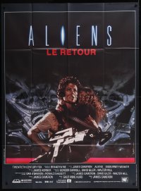 8t0719 ALIENS French 1p 1986 James Cameron sequel, Sigourney Weaver as Ripley carrying Carrie Henn!