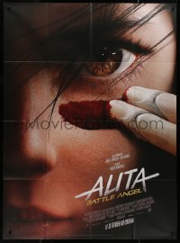 8t0720 ALITA: BATTLE ANGEL advance French 1p 2019 super c/u of the CGI character blood to her face!