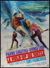 8t0734 ASSAULT ON A QUEEN French 1p 1967 different art of Frank Sinatra & sexy Virna Lisi by Landi!