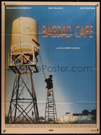 8t0746 BAGDAD CAFE French 1p 1988 Percy Adlon, wacky image of guy on ladder cleaning water tower!