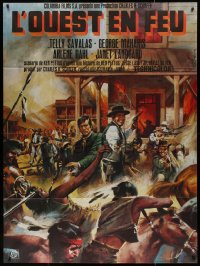 8t1001 LAND RAIDERS French 1p 1969 Telly Savalas, George Maharis, cool Jean Mascii gunfight art!