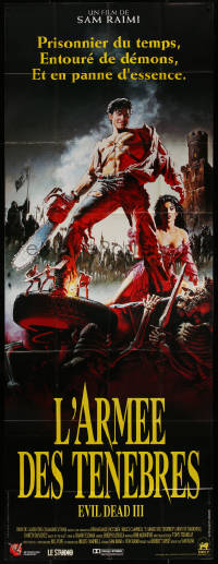 8t0656 ARMY OF DARKNESS French 46x123 1993 Raimi, Hussar art of Bruce Campbell with chainsaw hand!