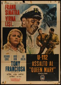 8t0419 ASSAULT ON A QUEEN Italian 1p 1967 different art of Frank Sinatra, Virna Lisi & submarine!