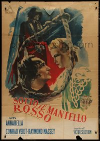 8t0627 UNDER THE RED ROBE Italian 1p 1947 Guido art of Conrad Veidt & Annabella in noose, very rare!