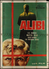 8t0330 ALIBI Italian 2p 1957 different Alessandro Biffignandi art of Hardy Kruger, very rare!