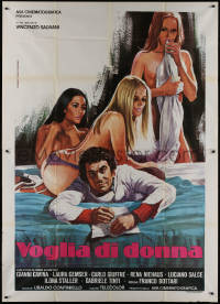 8t0408 VOGLIA DI DONNA Italian 2p 1978 Mario Pivano art of sexy Laura Gemser & 2 other naked girls!