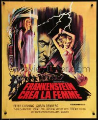 8x0342 FRANKENSTEIN CREATED WOMAN French 17x21 1967 cool art of Peter Cushing & sexy Susan Denberg!