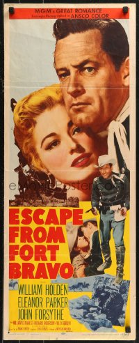 8x0461 ESCAPE FROM FORT BRAVO insert 1953 cowboy William Holden, Eleanor Parker, John Sturges