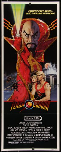 8x0470 FLASH GORDON int'l insert 1980 Amsel art of Sam Jones, Melody Anderson & Max Von Sydow!