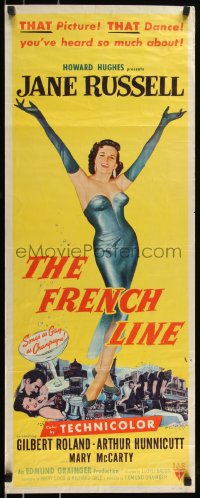 8x0471 FRENCH LINE 2D insert 1954 Howard Hughes, full-length art of sexy Jane Russell!