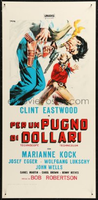 8x0844 FISTFUL OF DOLLARS Italian locandina 1970s different artwork of generic cowboy by Symeoni!