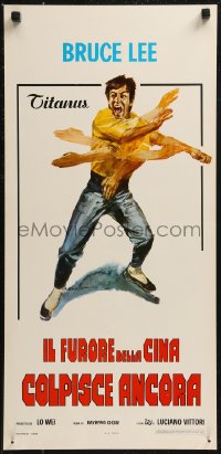 8x0846 FISTS OF FURY Italian locandina 1973 great Bruce Lee action kung fu art by Ciriello!