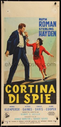 8x0848 FIVE STEPS TO DANGER Italian locandina 1957 Acerbo art of Hayden handcuffed to Ruth Roman!