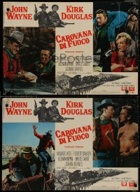 8x0688 WAR WAGON group of 8 Italian 18x26 pbustas 1967 cowboys John Wayne & Kirk Douglas!