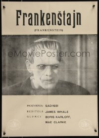 8x0154 FRANKENSTEIN Yugoslavian 19x26 1960s black & white close-up of Boris Karloff as the monster!