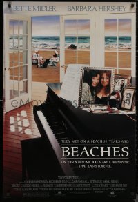 8y0865 BEACHES 1sh 1988 great image of best friends Bette Midler & Barbara Hershey!