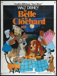 9b1544 LADY & THE TRAMP French 1p R1970s Disney classic dog cartoon, classic spaghetti scene!