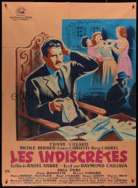 9b1562 LES INDISCRETES French 1p 1956 Grinsson art of man counting money & women fighting, rare!