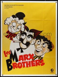 9b1563 LES MARX BROTHERS French 1p 1970s great Hirschfeld-like art of Groucho, Chico & Harpo!