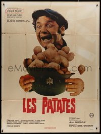 9b1566 LES PATATES French 1p 1969 wacky image of Pierre Perret with Nazi helmet full of potatoes!