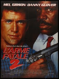 9b1569 LETHAL WEAPON 2 French 1p 1989 great close up of police partners Mel Gibson & Danny Glover!