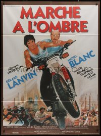 9b1593 MARCHE A L'OMBRE French 1p 1984 Jean Mascii & Philippe art of Lanvin & Blanc on motorcycle!