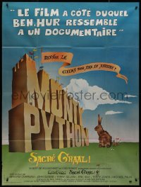 9b1612 MONTY PYTHON & THE HOLY GRAIL French 1p 1975 Terry Gilliam, John Cleese, art of Trojan bunny!