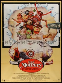 9b1616 MUPPETS GO HOLLYWOOD French 1p 1980 Jim Henson, great artwork of The Muppets in car!