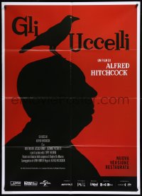 9b0732 BIRDS Italian 1p R2019 cool different art with director Alfred Hitchcock & bird silhouette!