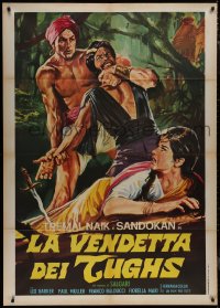 9b0735 BLACK DEVILS OF KALI Italian 1p R1970s artwork of Lex Barker in death struggle in jungle!