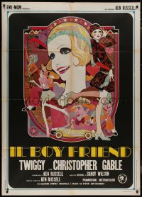 9b0749 BOY FRIEND Italian 1p 1972 cool art of sexy Twiggy by Dick Ellescas, directed by Ken Russell!