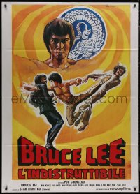 9b0755 BRUCE LEE L'INDISTRUTTIBILE Italian 1p 1978 cool Bruce Lee kung fu artwork by Fantini!