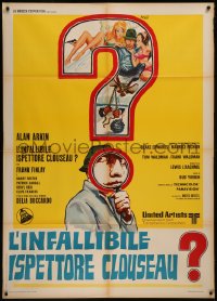 9b0960 INSPECTOR CLOUSEAU Italian 1p 1968 Avelli art of Alan Arkin with magnifying glass, rare!