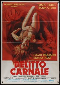 9b0984 KILLING OF THE FLESH Italian 1p 1983 art of giant hands reaching for sexy Sonia Otero, rare!