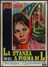 9b0989 L-SHAPED ROOM Italian 1p 1963 Cesselon art of Leslie Caron, directed by Bryan Forbes, rare!