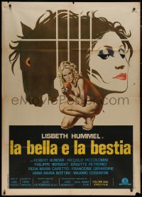 9b0990 LA BELLA E LA BESTIA Italian 1p 1977 art of naked blonde girl with horse silhouette, rare!