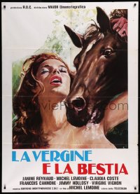 9b1036 MARIANNE BOUQUET Italian 1p 1977 different art of naked Janine Reynaud & horse!