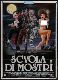 9b1051 MONSTER SQUAD Italian 1p 1988 different Cecchini art of Dracula, Mummy, Wolfman & naked girl!