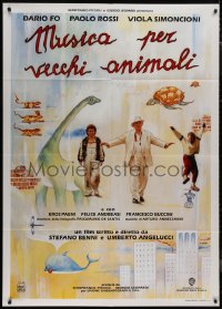 9b1054 MUSICA PER VECCHI ANIMALI Italian 1p 1989 Mazzieri art of top stars with dinosaur & animals!