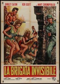 9b1057 NAKED BRIGADE Italian 1p 1965 different art of sexy Shirley Eaton & girls with guns, rare!