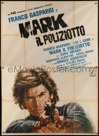 9b0449 BLOOD SWEAT & FEAR Italian 2p 1975 cool close up artwork of Franco Gasparri pointing gun!