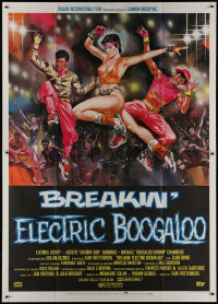 9b0458 BREAKIN' 2 Italian 2p 1985 Electric Boogaloo, cool different break dancing art by Symeoni!