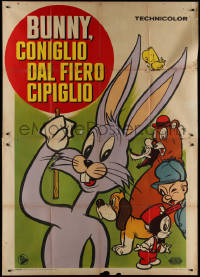 9b0462 BUNNY CONIGLIO DAL FIERO CIPIGLIO Italian 2p 1963 purple Bugs Bunny, Elmer Fudd, rare!